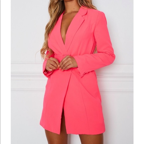 pink boutique blazer dress